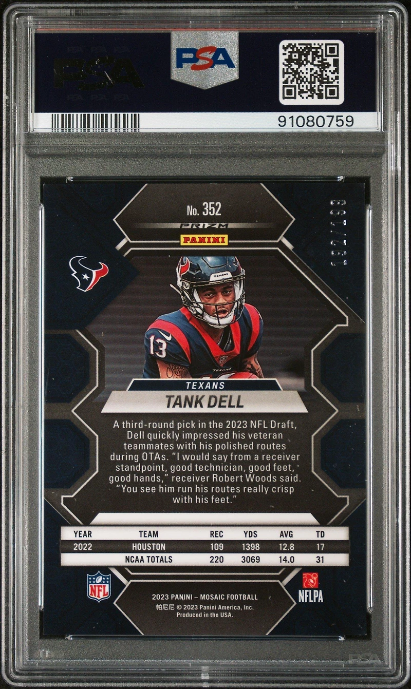 2023 Panini Mosaic 352 Tank Dell Orange PSA 9