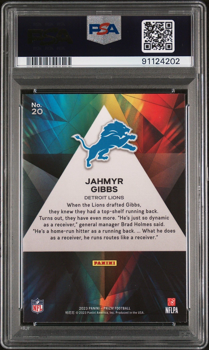 2023 Panini Prizm Prizmatic 20 Jahmyr Gibbs PSA 10