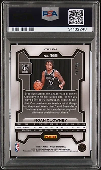 2023 Panini Prizm 165 Noah Clowney Purple Prizm PSA 10