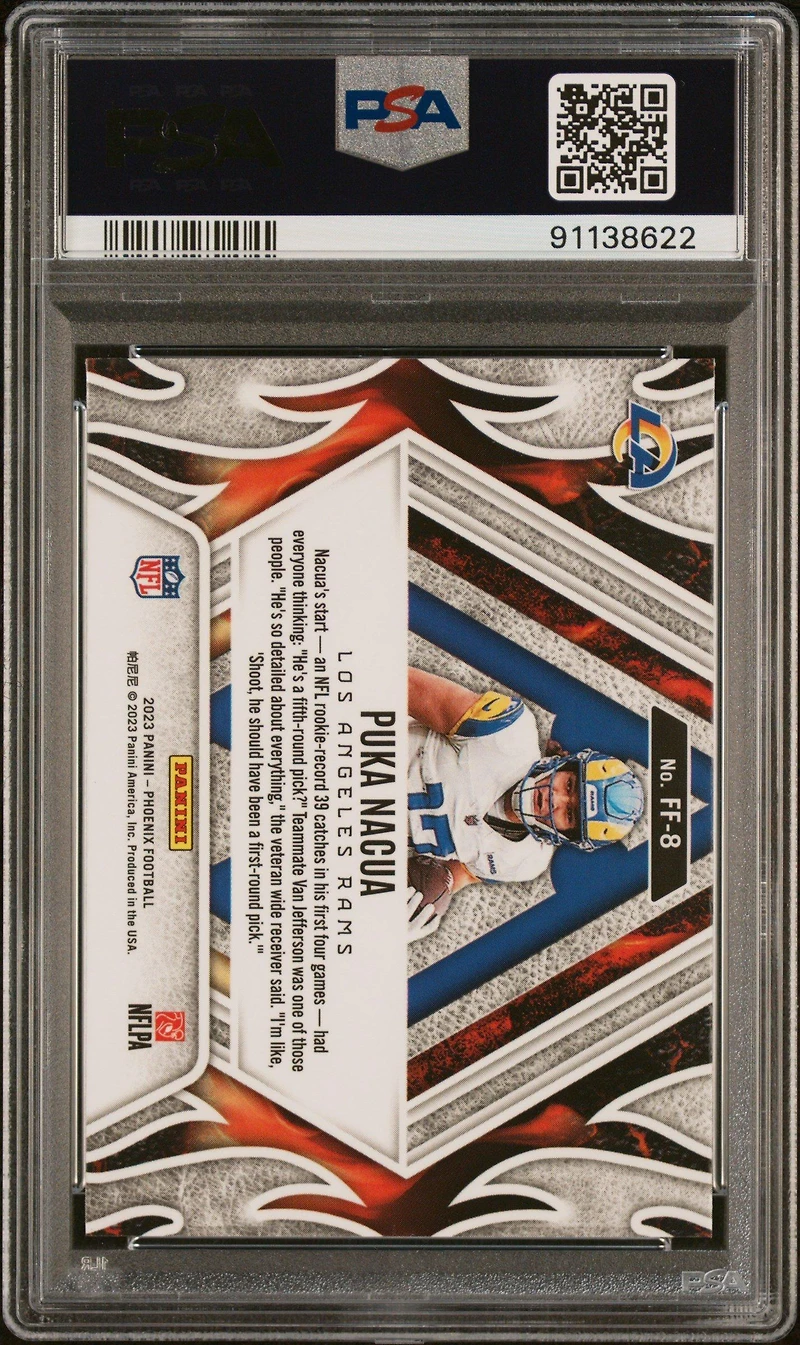 2023 Panini Phoenix Fire Forged Ff8 Puka Nacua PSA 10
