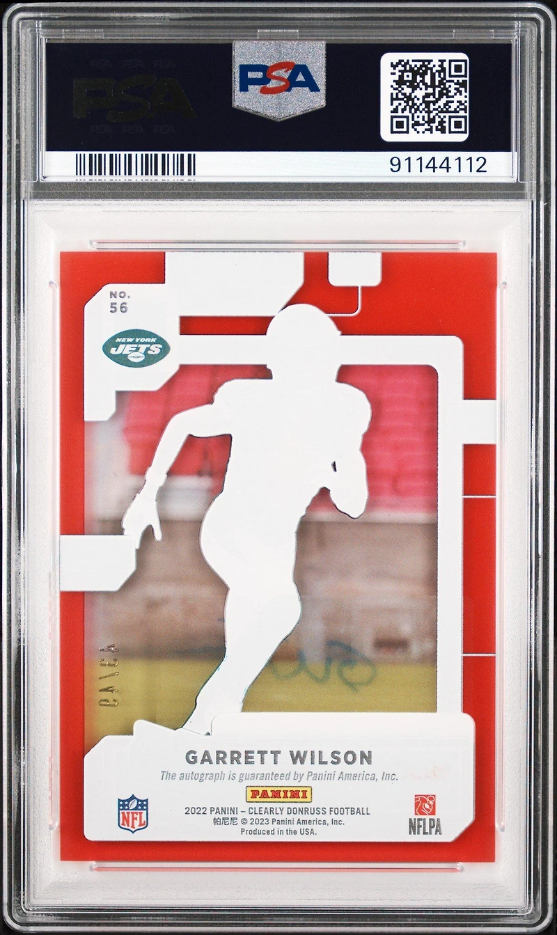 2022 Panini Clearly Donruss 56 Garrett Wilson Autograph-red PSA 10