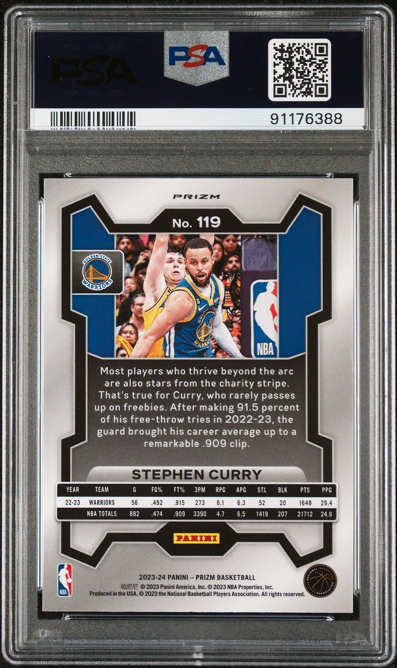 2023 Panini Prizm 119 Stephen Curry Silver Prizm PSA 9