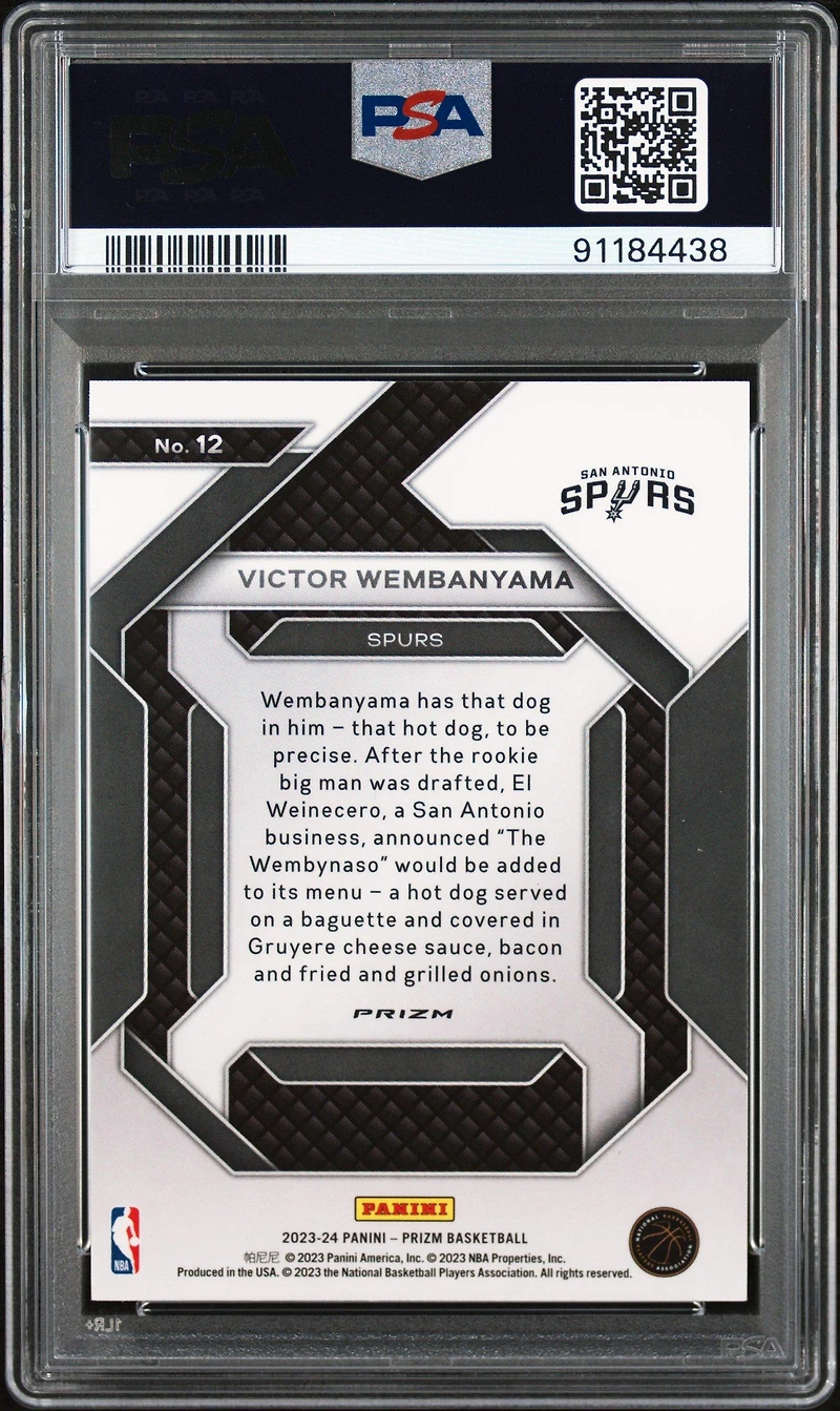 2023 Panini Prizm Emergent 12 Victor Wembanyama Silver Prizm PSA