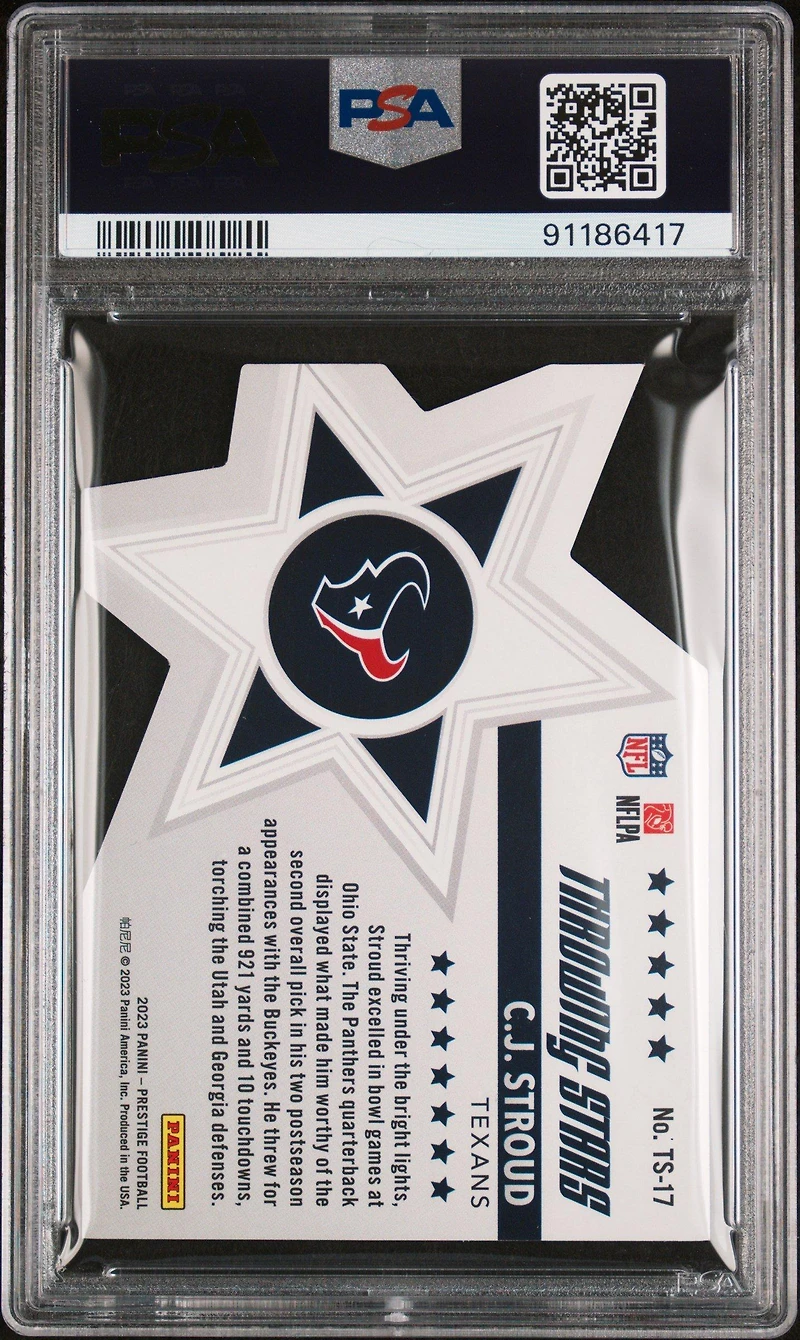 2023 Panini Prestige Throwing Stars Ts17 C.j. Stroud PSA 9