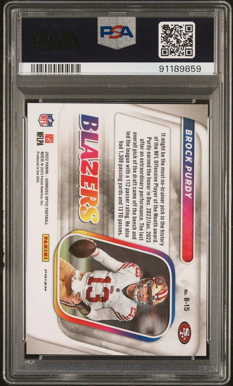 2022 Panini Donruss Optic Blazers B15 Brock Purdy PSA 10
