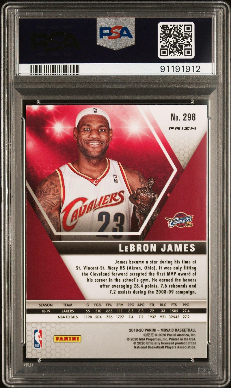 2019 Panini Mosaic 298 Lebron James Reactive Blue PSA 10