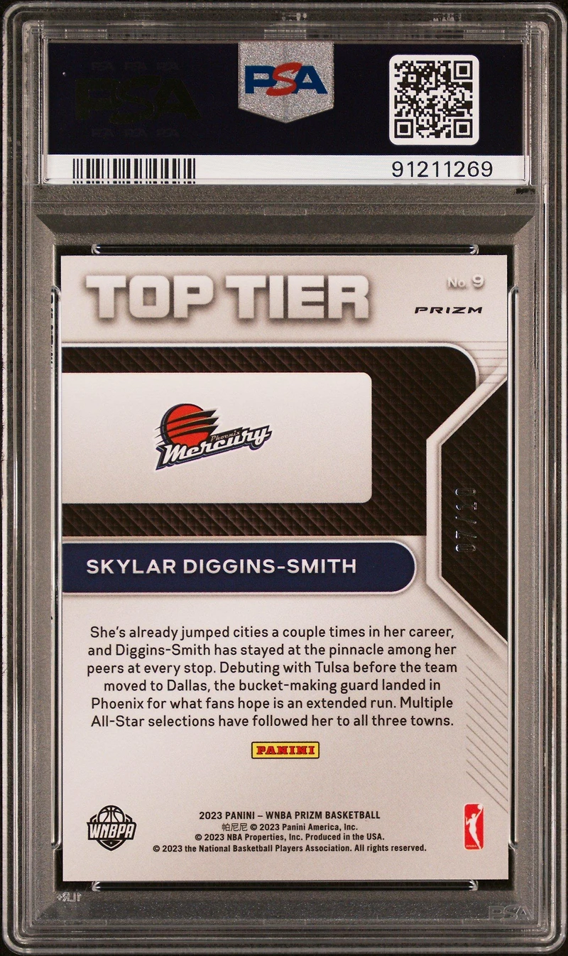 2023 Panini Prizm Wnba Top Tier 9 Skylar Diggins-smith Gold PSA 10