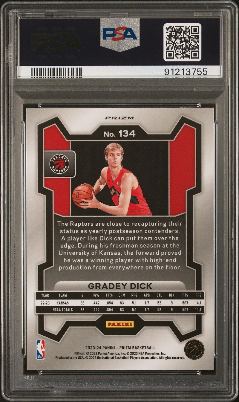 2023 Panini Prizm 134 Gradey Dick Pink Ice PSA 10