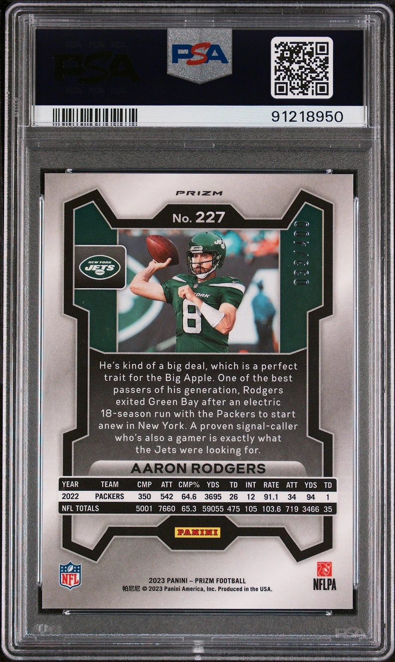 2023 Panini Prizm 227 Aaron Rodgers Pandora PSA 9