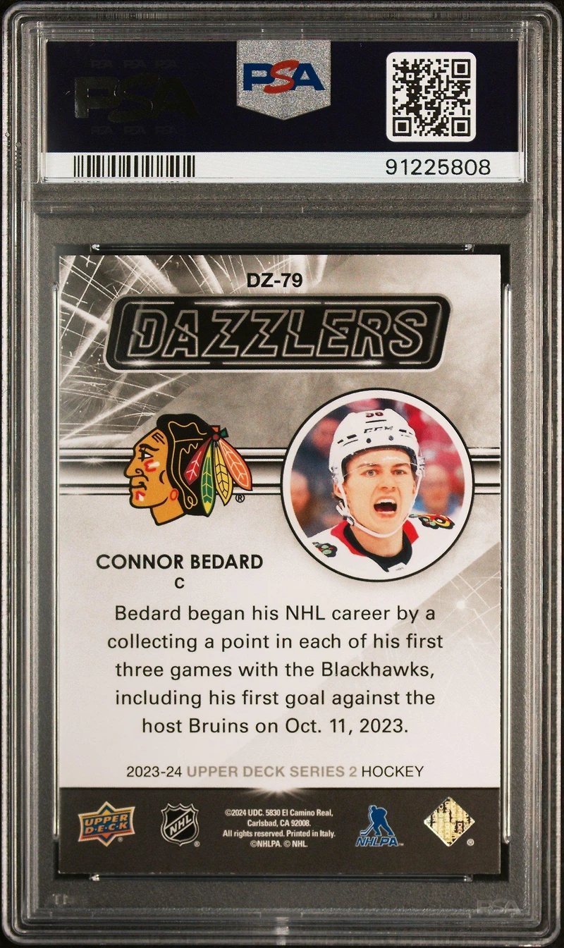 2023 Upper Deck Dazzlers Dz79 Connor Bedard Green PSA 9