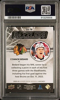 2023 Upper Deck Dazzlers Dz79 Connor Bedard Green PSA 9