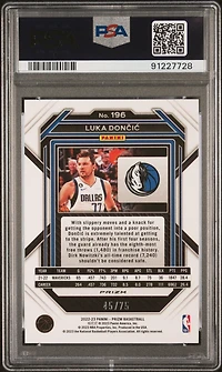 2022 Panini Prizm 196 Luka Doncic Purple Fast Break PSA 10