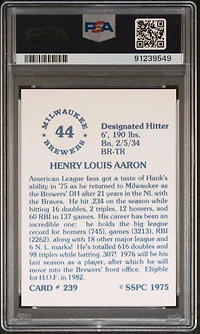 1975 Sspc 239 Hank Aaron PSA 9
