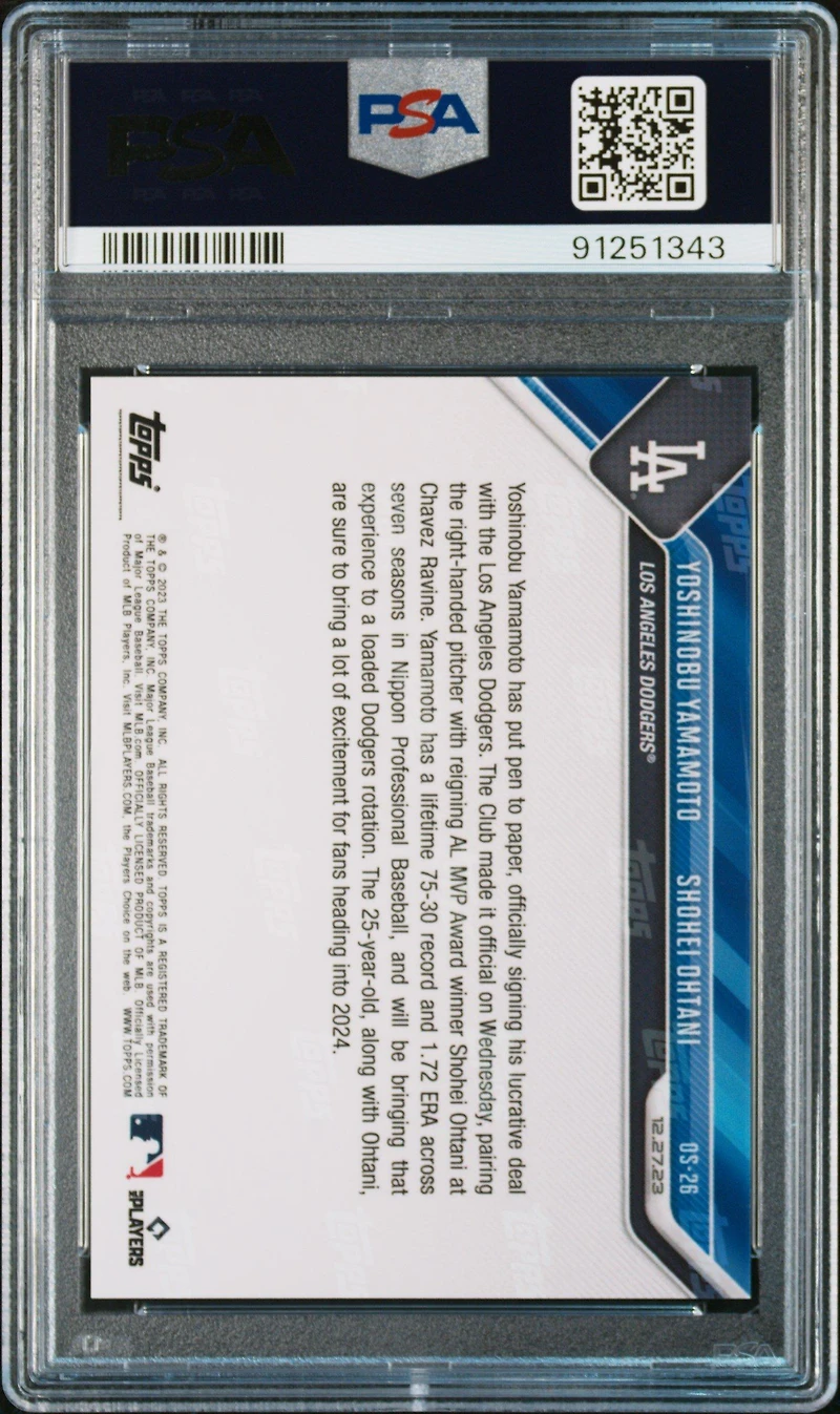 2023 Topps Now Offseason Os26 Shohei Ohtani/yoshinobu Yamamoto PSA 10