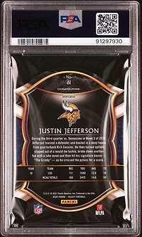 2020 Panini Select 61 Justin Jefferson Die-cut Blue Prizm PSA 10