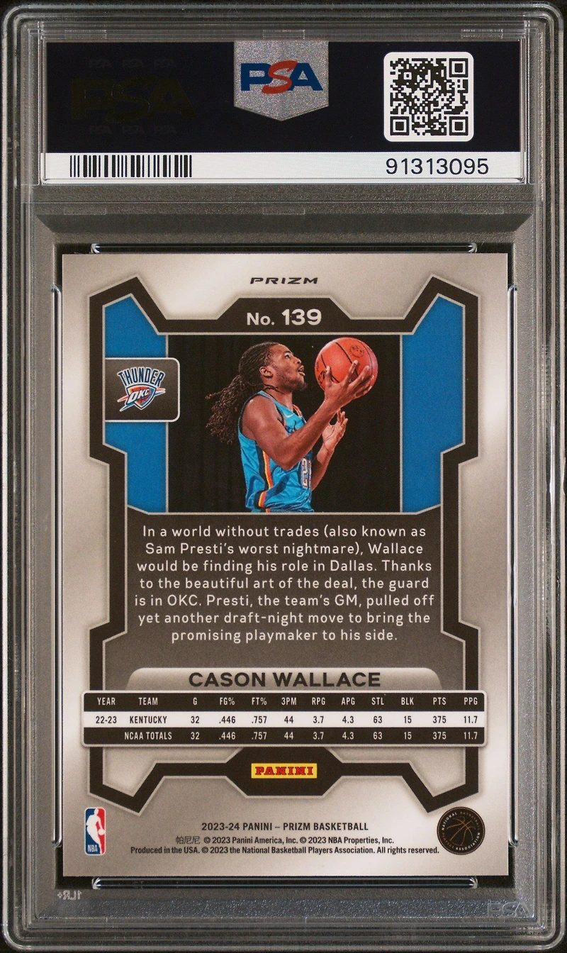 2023 Panini Prizm 139 Cason Wallace Ice PSA 10