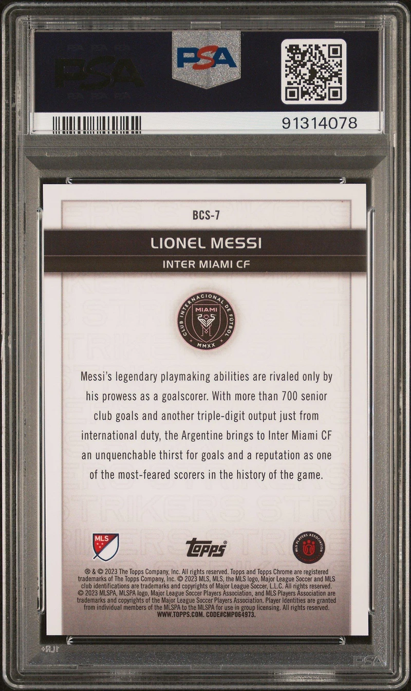 2023 Topps Chrome Mls Big City Strikers Bcs7 Lionel Messi Green Refractor PSA 10