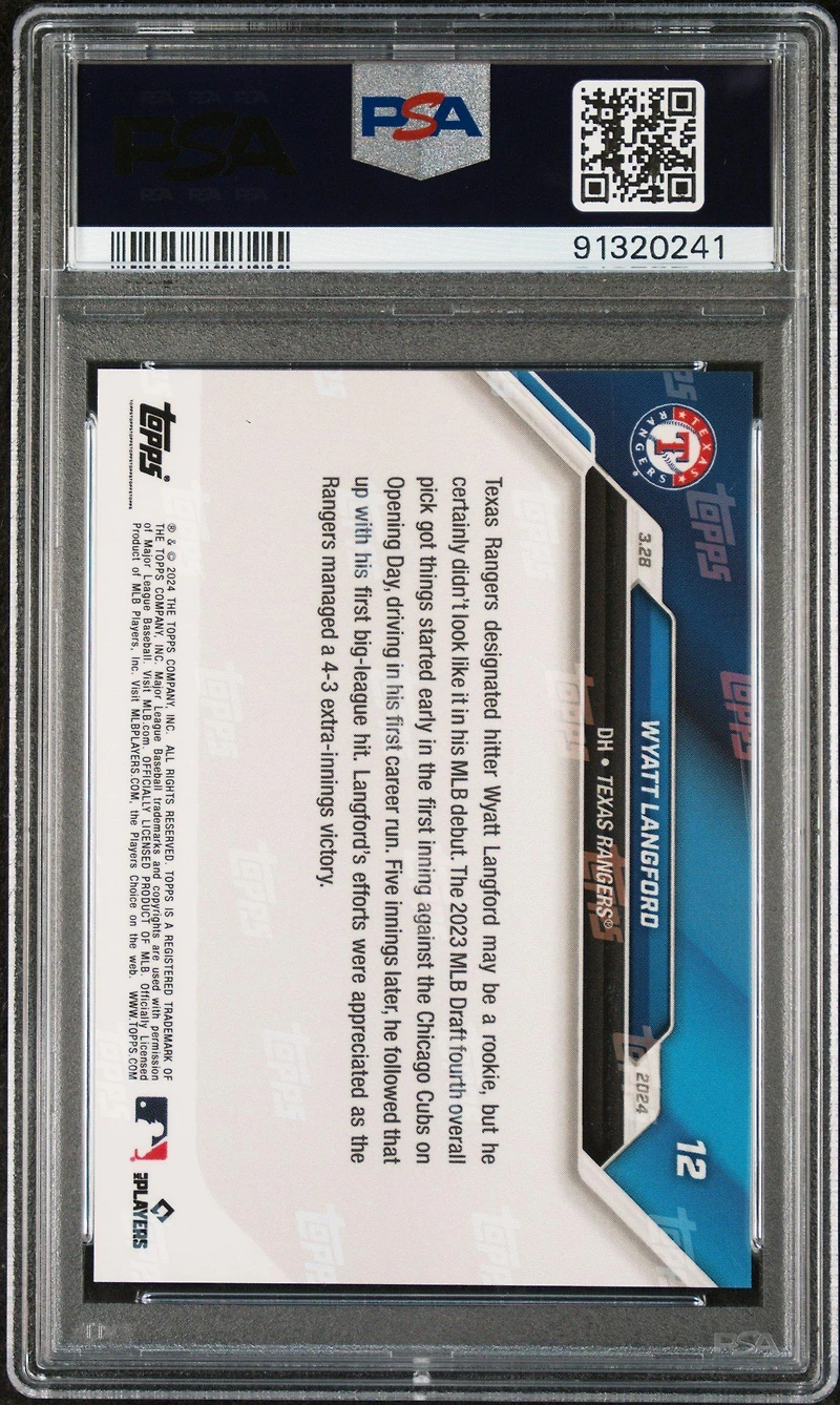 2024 Topps Now 12 Wyatt Langford PSA 10