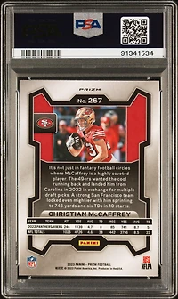 2023 Panini Prizm 267 Christian Mccaffrey Red Sparkle PSA 10
