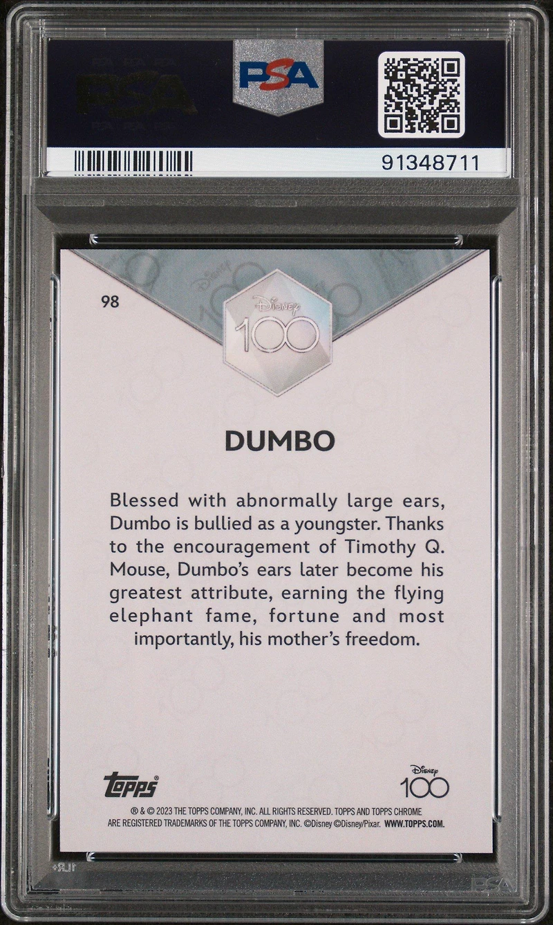 2023 Topps Chrome Disney100 98 Dumbo Pink PSA 8