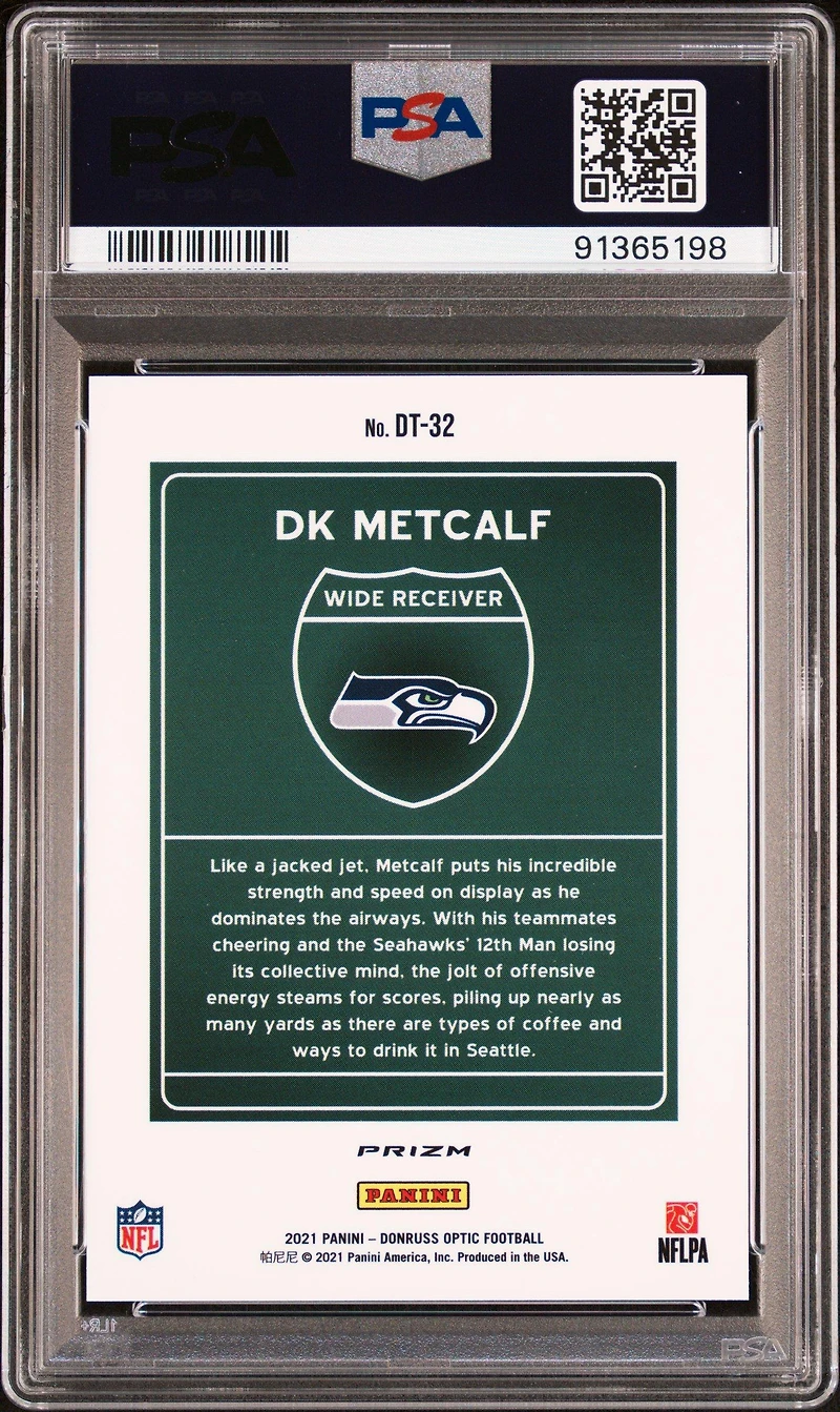 2021 Panini Donruss Optic Downtown Dt32 Dk Metcalf PSA 10