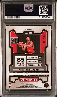 2023 Panini Prizm Monopoly 33 Amen Thompson PSA 10