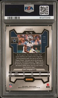 2023 Panini Prizm 72 Ceedee Lamb Blue Ice PSA 9
