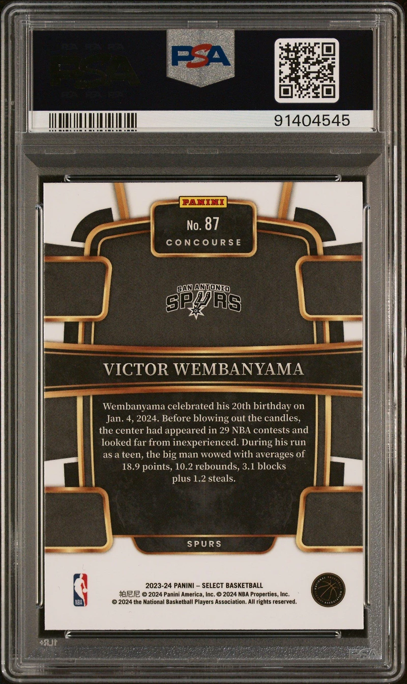 2023 Panini Select 87 Victor Wembanyama PSA