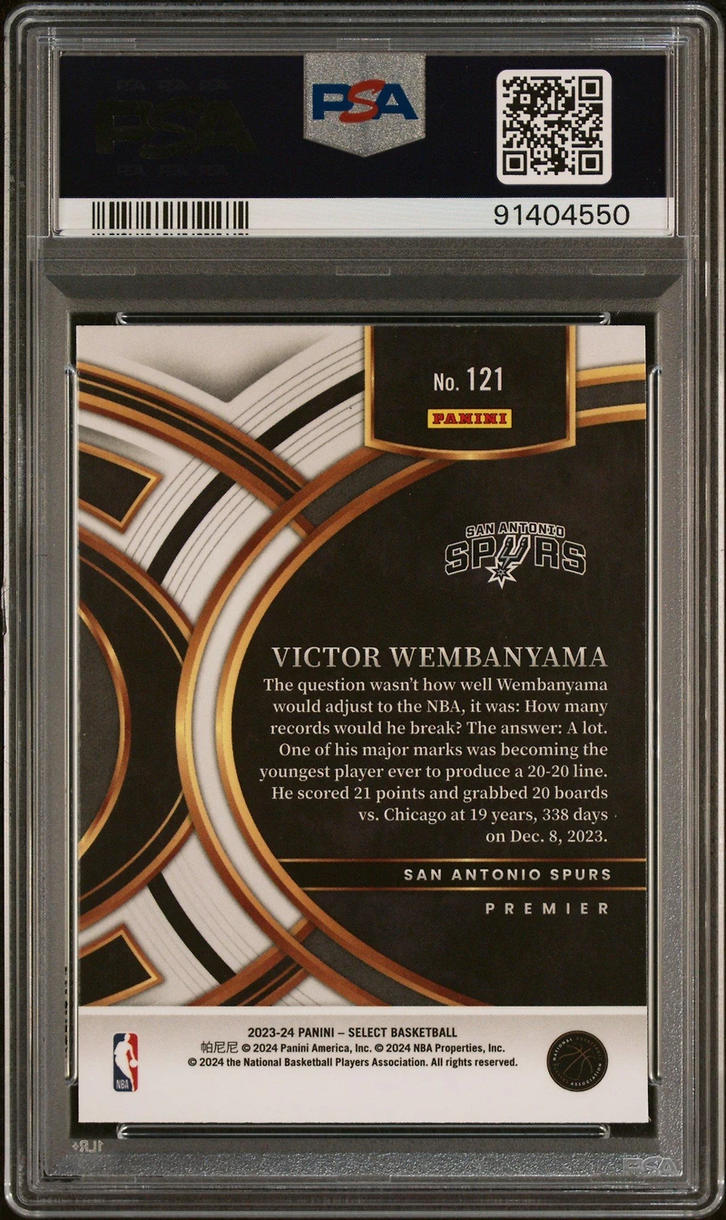 2023 Panini Select 121 Victor Wembanyama PSA 10