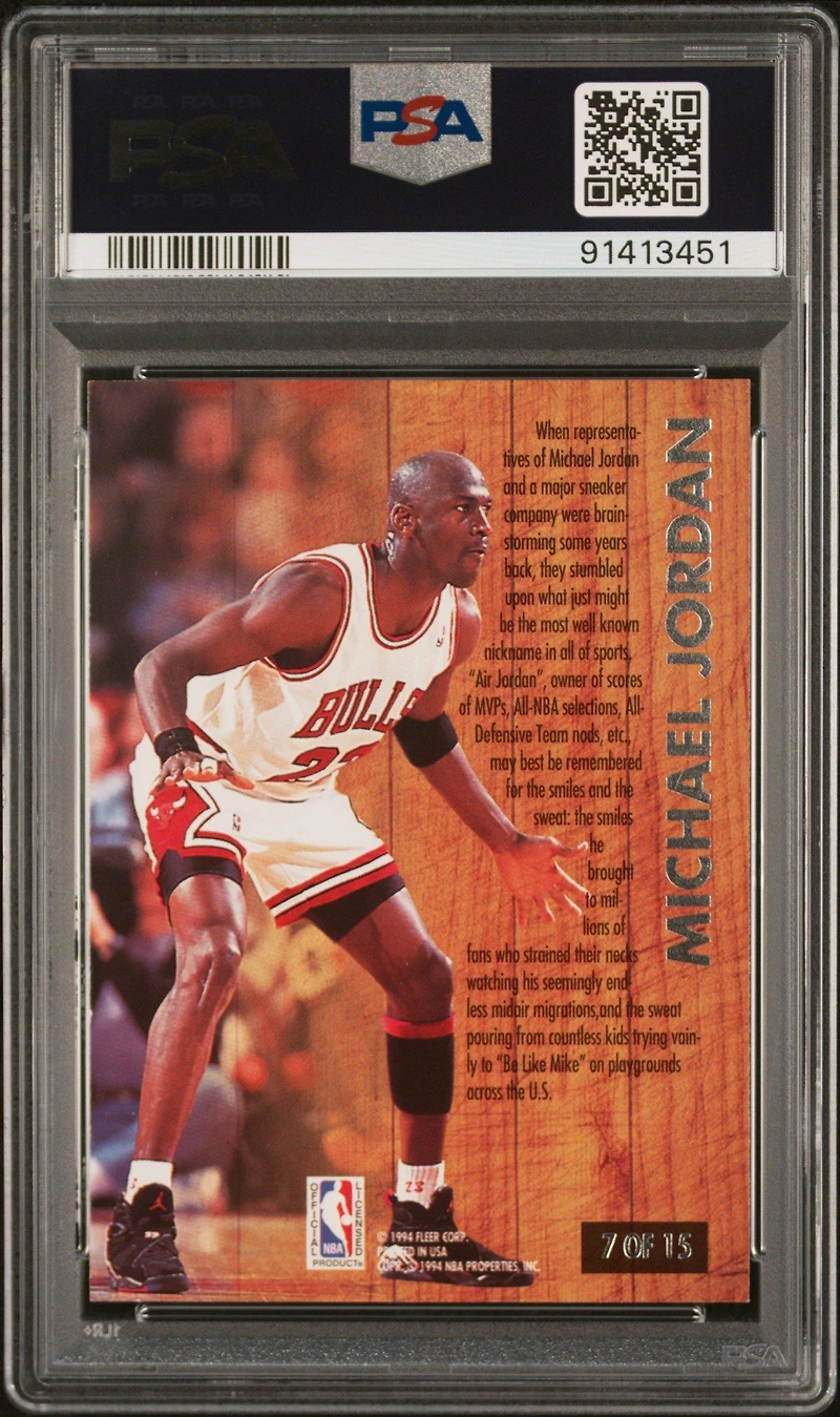 1993 Ultra Famous Nicknames 7 Michael Jordan PSA 8