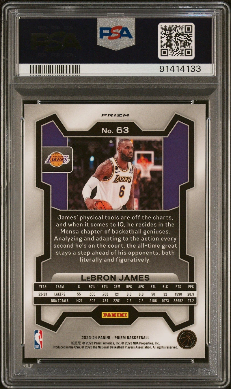 2023 Panini Prizm 63 Lebron James Fast Break PSA 10