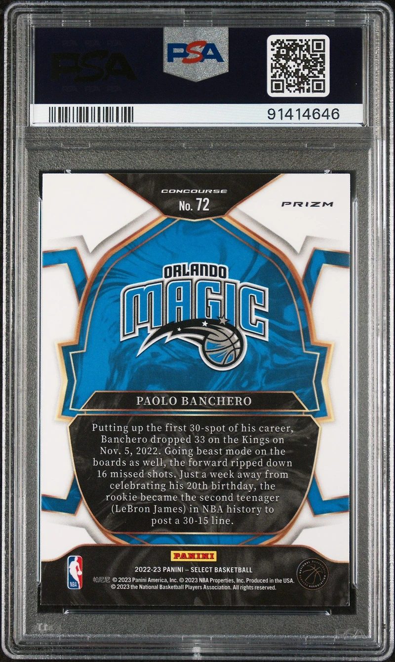 Panini Select Paolo Banchero Blue Cracked Ice PSA