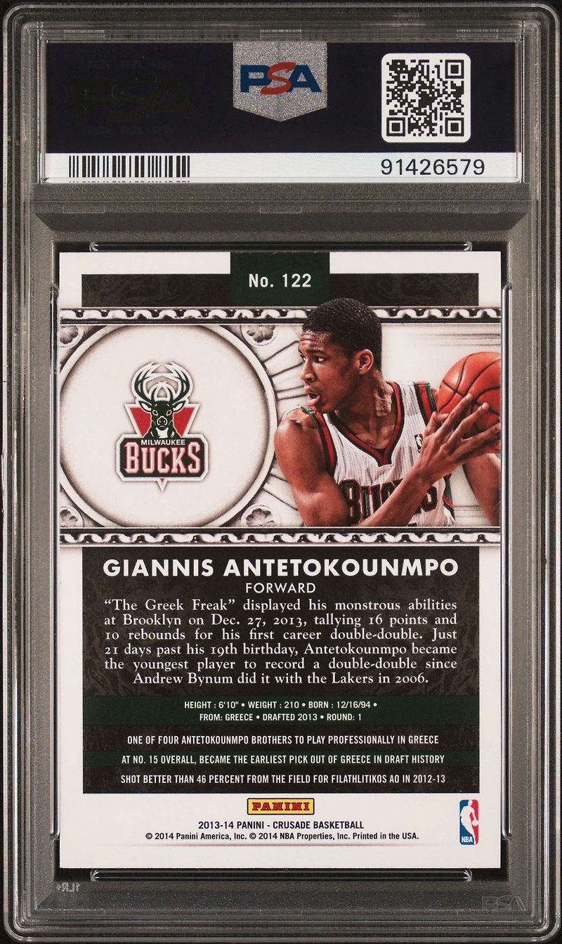 2013 Panini Crusade 122 Giannis Antetokounmpo PSA 10