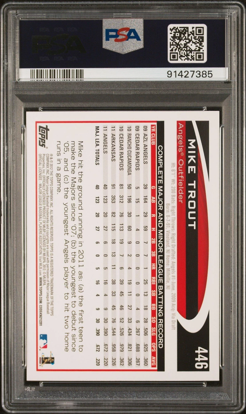 2012 Topps 446 Mike Trout PSA 10
