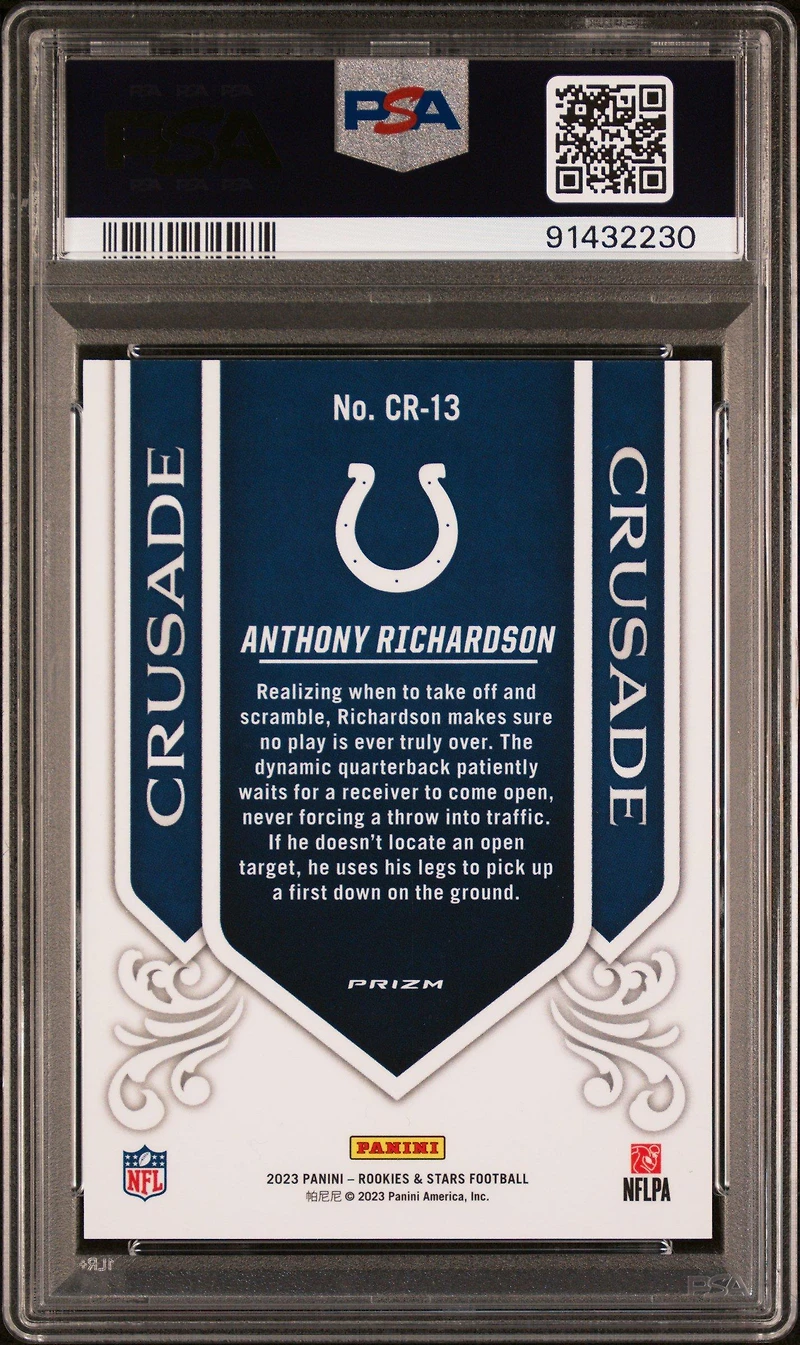 2023 Panini Rookies & Stars Crusade Cr13 Anthony Richardson Red Plaid PSA 10