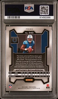 2023 Panini Prizm 343 Anthony Richardson Red Sparkle PSA 9