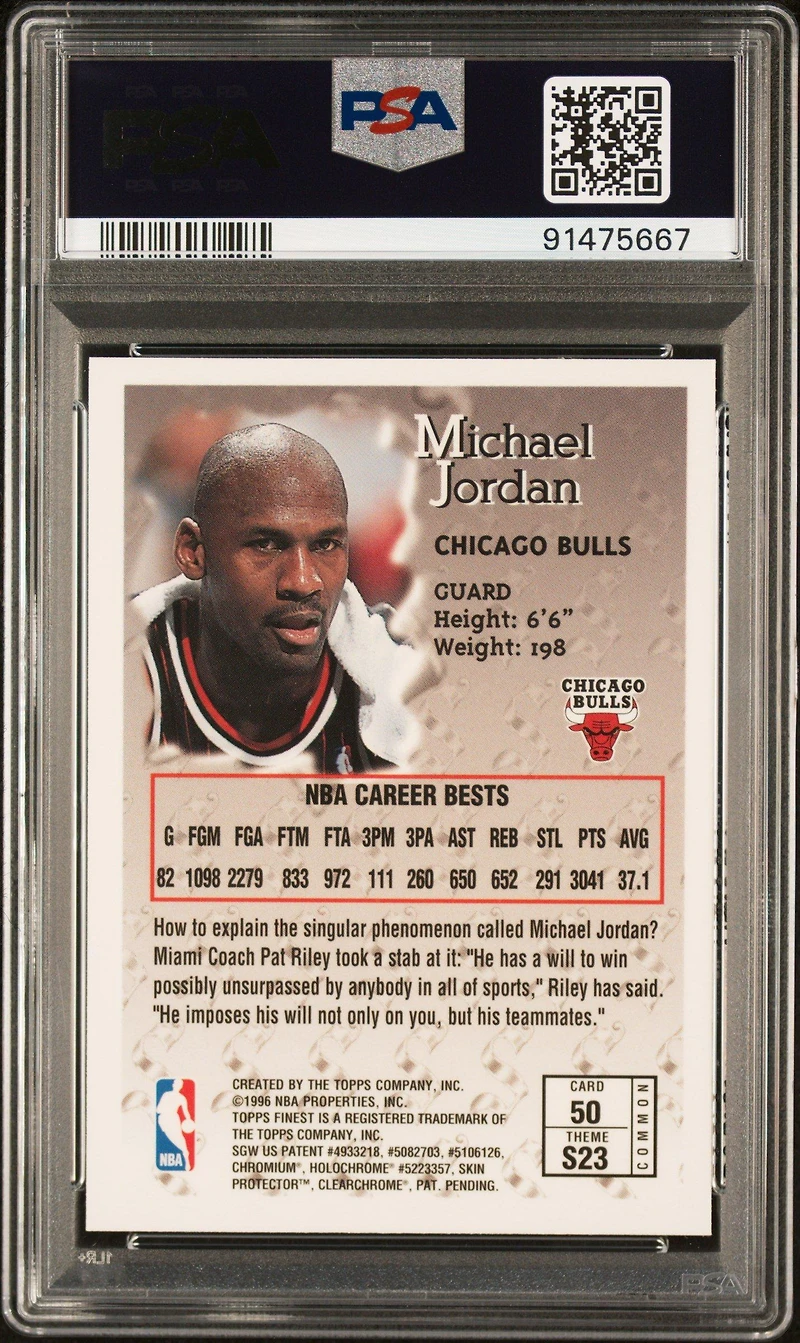 1996 Finest 50 Michael Jordan PSA 9