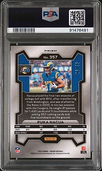 2023 Panini Prizm 357 Puka Nacua Blue Sparkle PSA 10