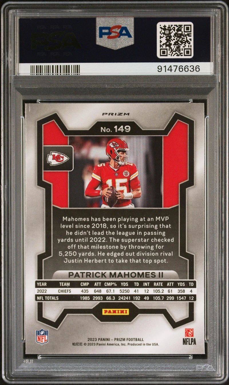 2023 Panini Prizm 149 Patrick Mahomes Ii Green Wave PSA 9