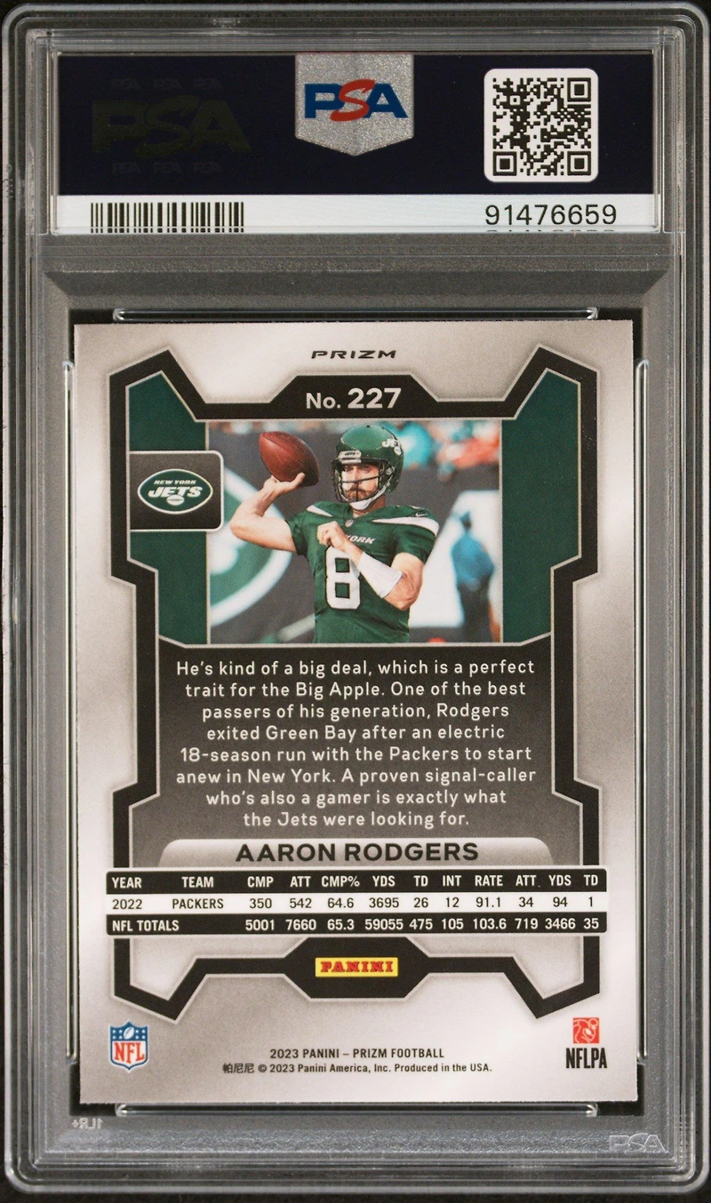 2023 Panini Prizm 227 Aaron Rodgers Silver Prizm PSA 10