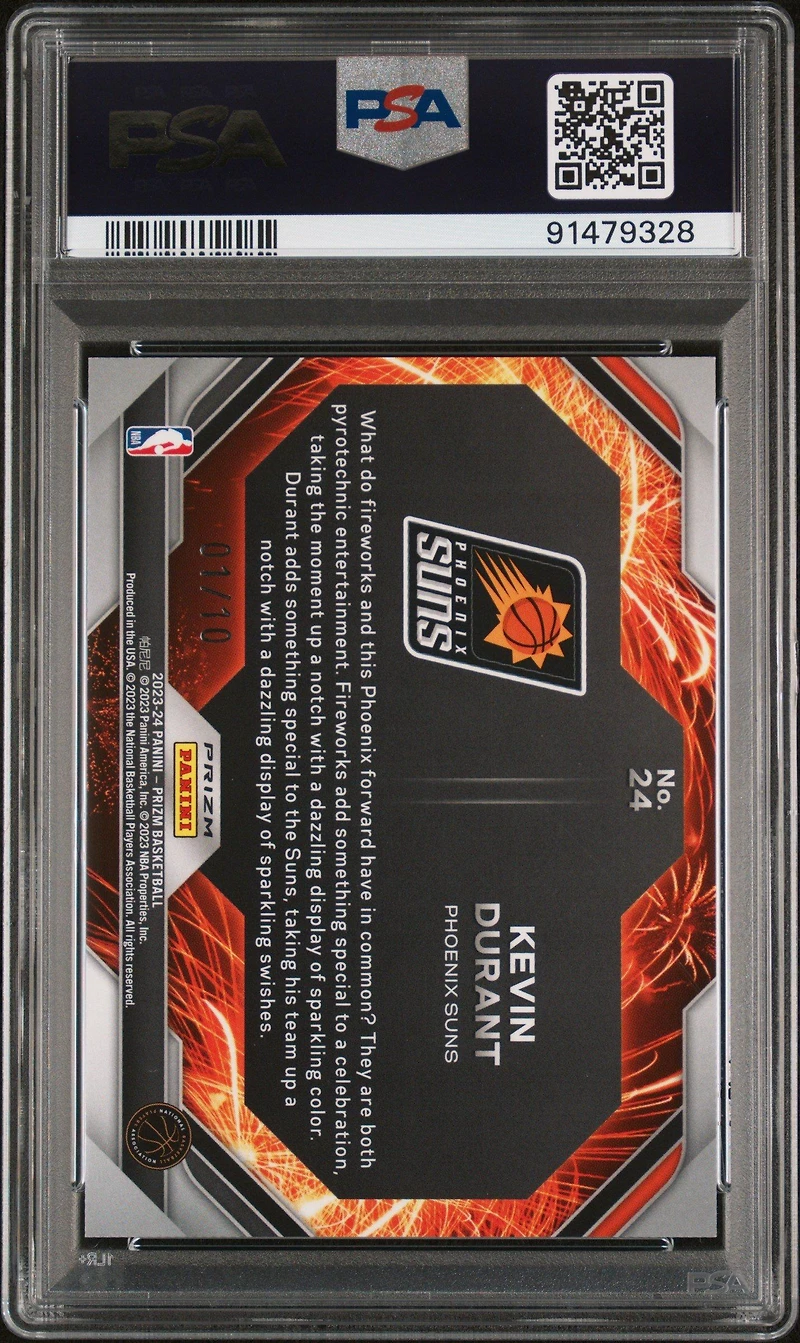 2023 Panini Prizm Fireworks 24 Kevin Durant Gold Prizm PSA 10