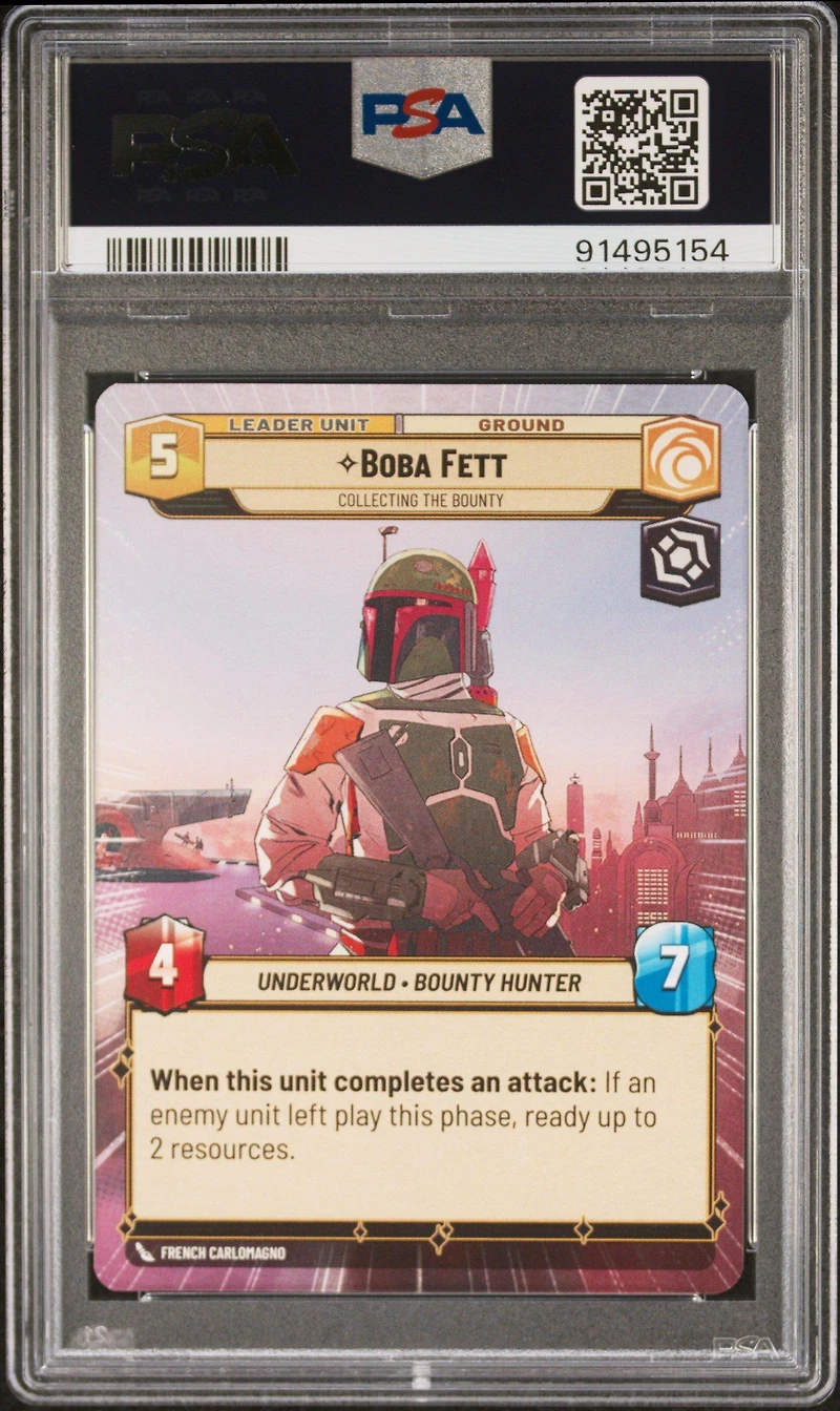 2024 Star Wars: Unlimited Spark Of Rebellion 281 Boba Fett, Collecting The Bounty Hyperspace PSA 10