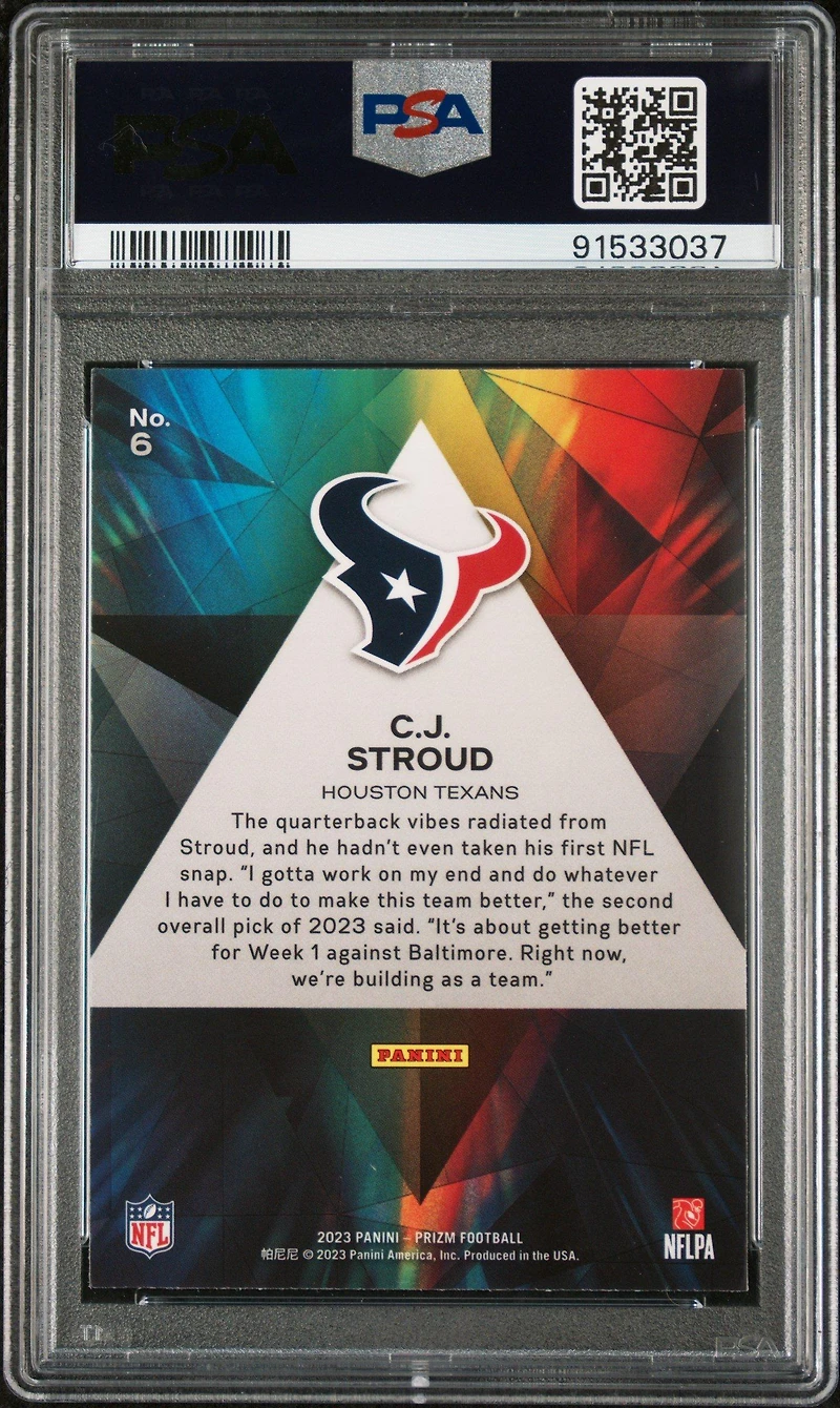 2023 Panini Prizm Prizmatic 6 Cj Stroud PSA 10