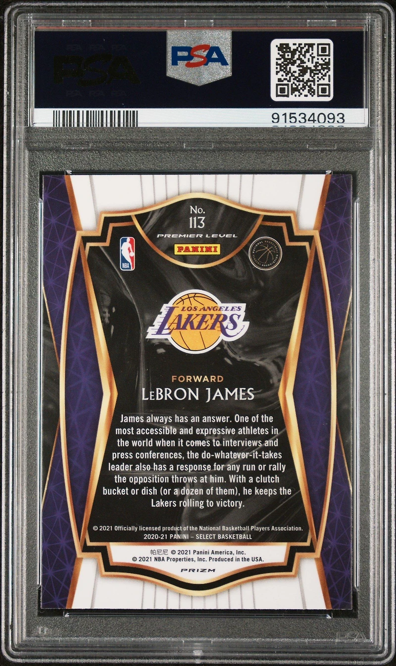 2020 Panini Select 113 Lebron James Red/white/orange Shimmer PSA 10