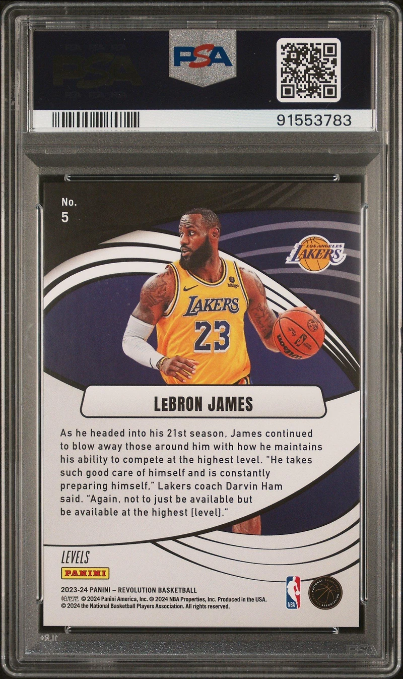 2023 Panini Revolution Supernova 5 Lebron James Levels PSA 10