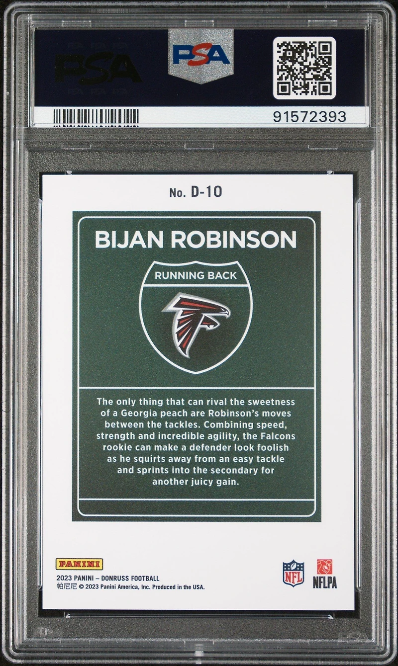 2023 Panini Donruss Downtown! D10 Bijan Robinson PSA