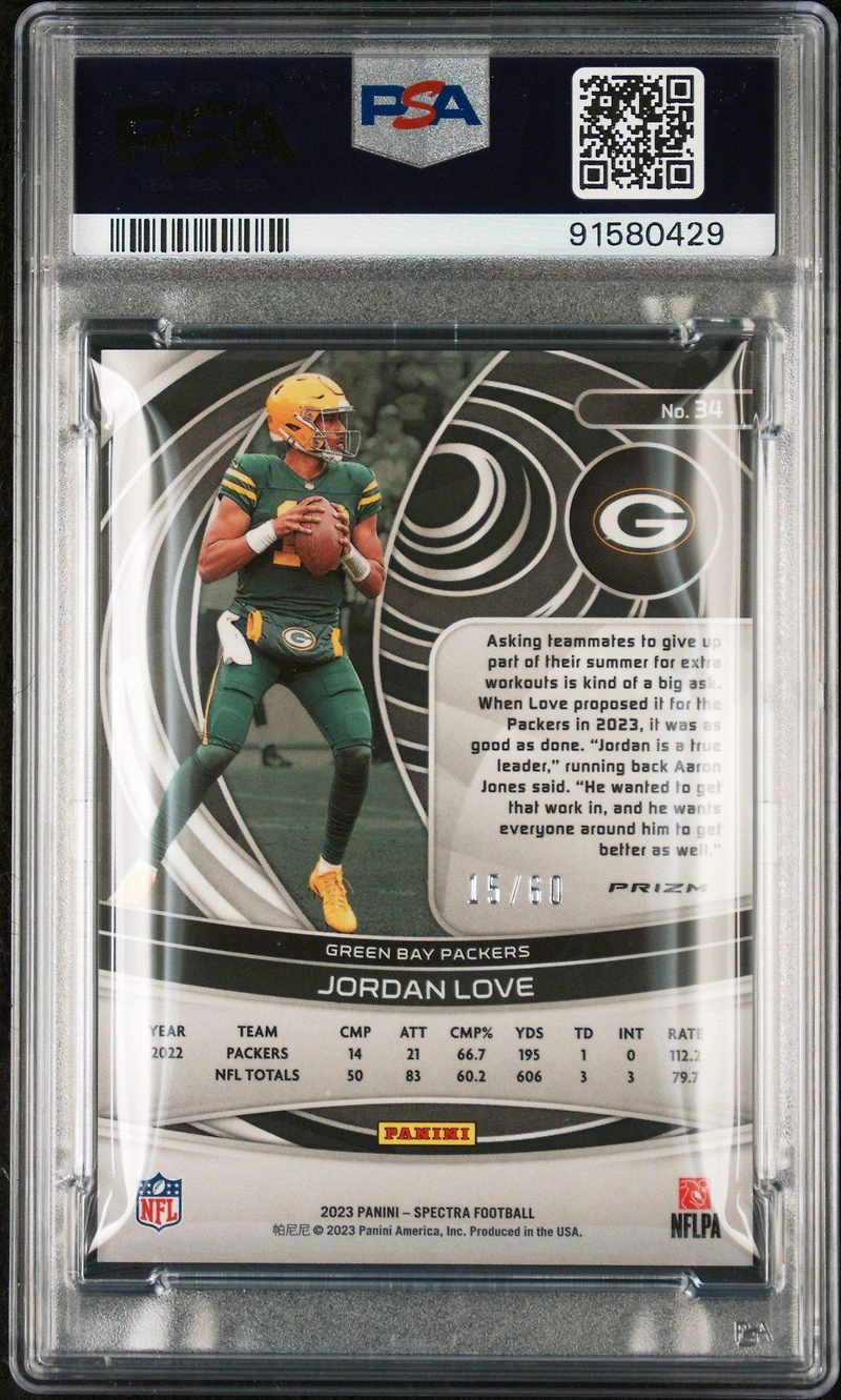 2023 Panini Spectra 34 Jordan Love Interstellar PSA 10