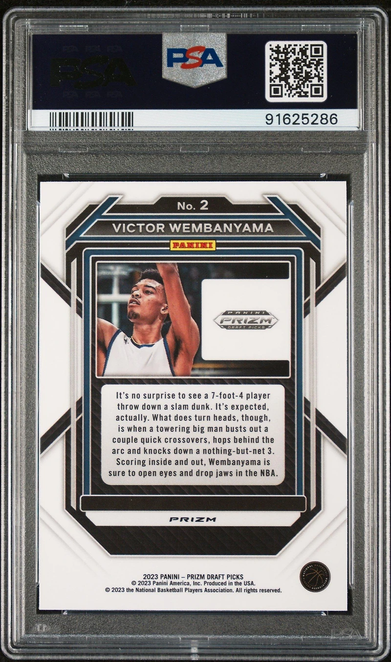 2023 Panini Prizm Draft Picks 2 Victor Wembanyama Purple Wave PSA