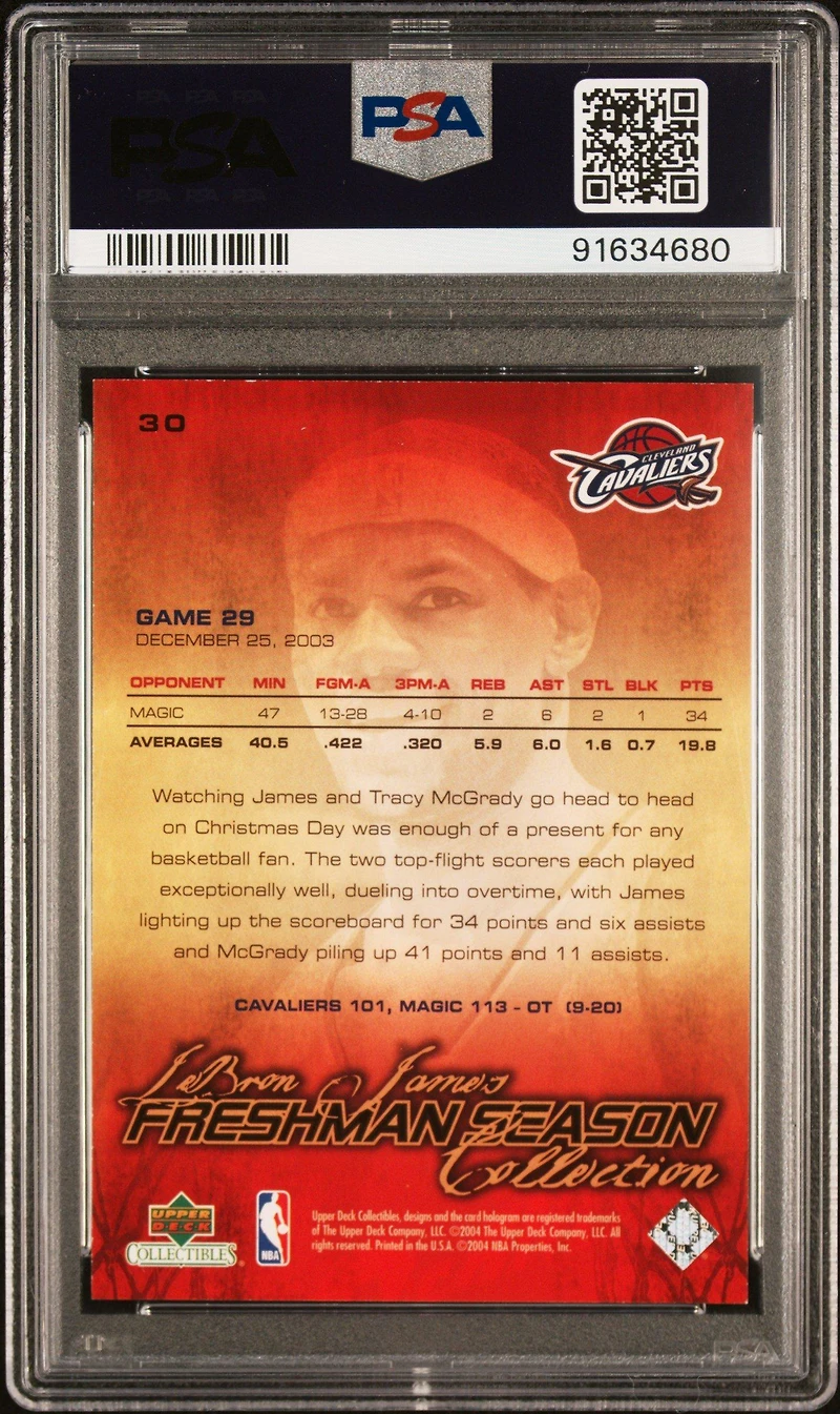 2003 Ud Collectibles Lebron James Freshman Season 30 Lebron James PSA 8