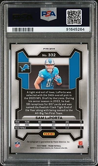 2023 Panini Prizm 332 Sam Laporta Autograph-pink Prizm PSA 10